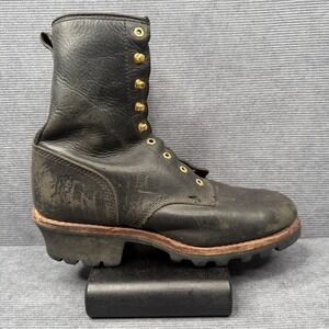 Chippewa Sportility Logger Boots Mens 12 M Black Leather Vibram Sole 73015 Work